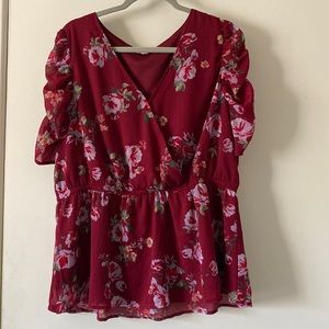 Maurice’s red flowered peplum top